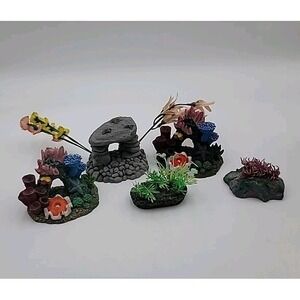 5pc Fake Coral Aquarium Decoration Lot Anemone Cave Colorful READ